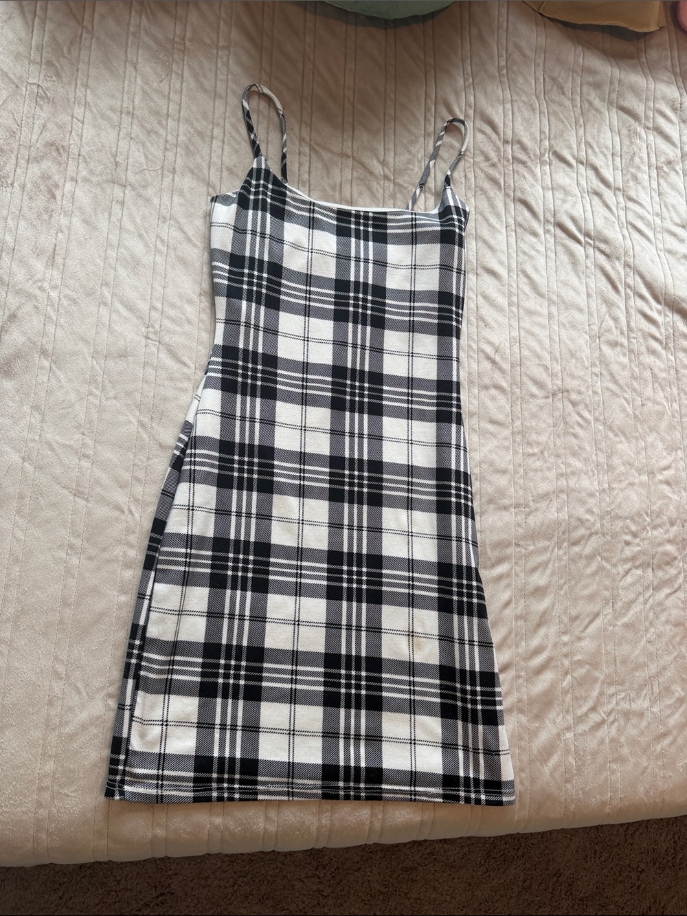 Windsor Black and White Plaid Mini Slip Dress